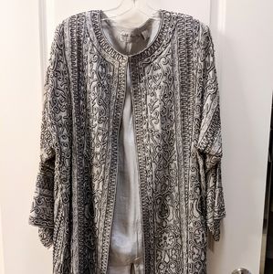 Silver beaded silk jacket 1x/16-18